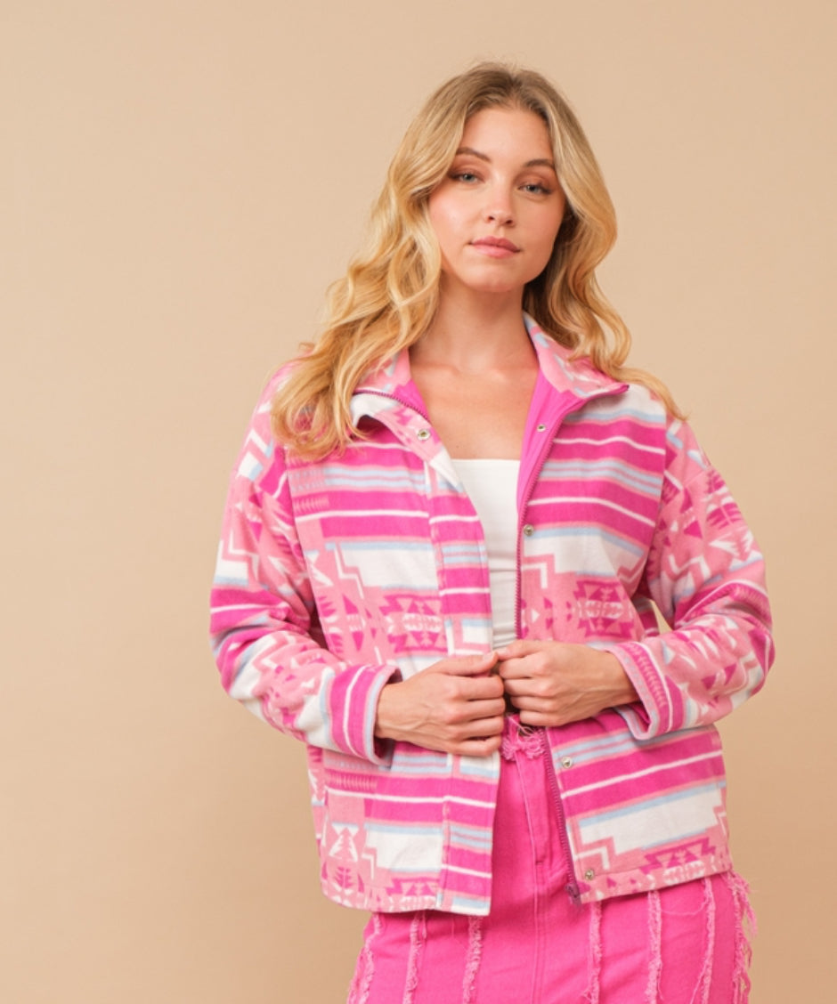 The Pearsall Pink Aztec Jacket S-L