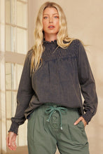Load image into Gallery viewer, The Mineral Wells Navy Washed Smocked Top S-3X

