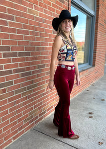 The Wine Velvet Flare Pants S-L