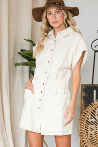 The Texhoma Ivory Denim Romper S-L