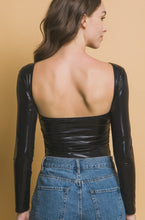 Load image into Gallery viewer, The Borger Black Metallic Bodysuit S-L
