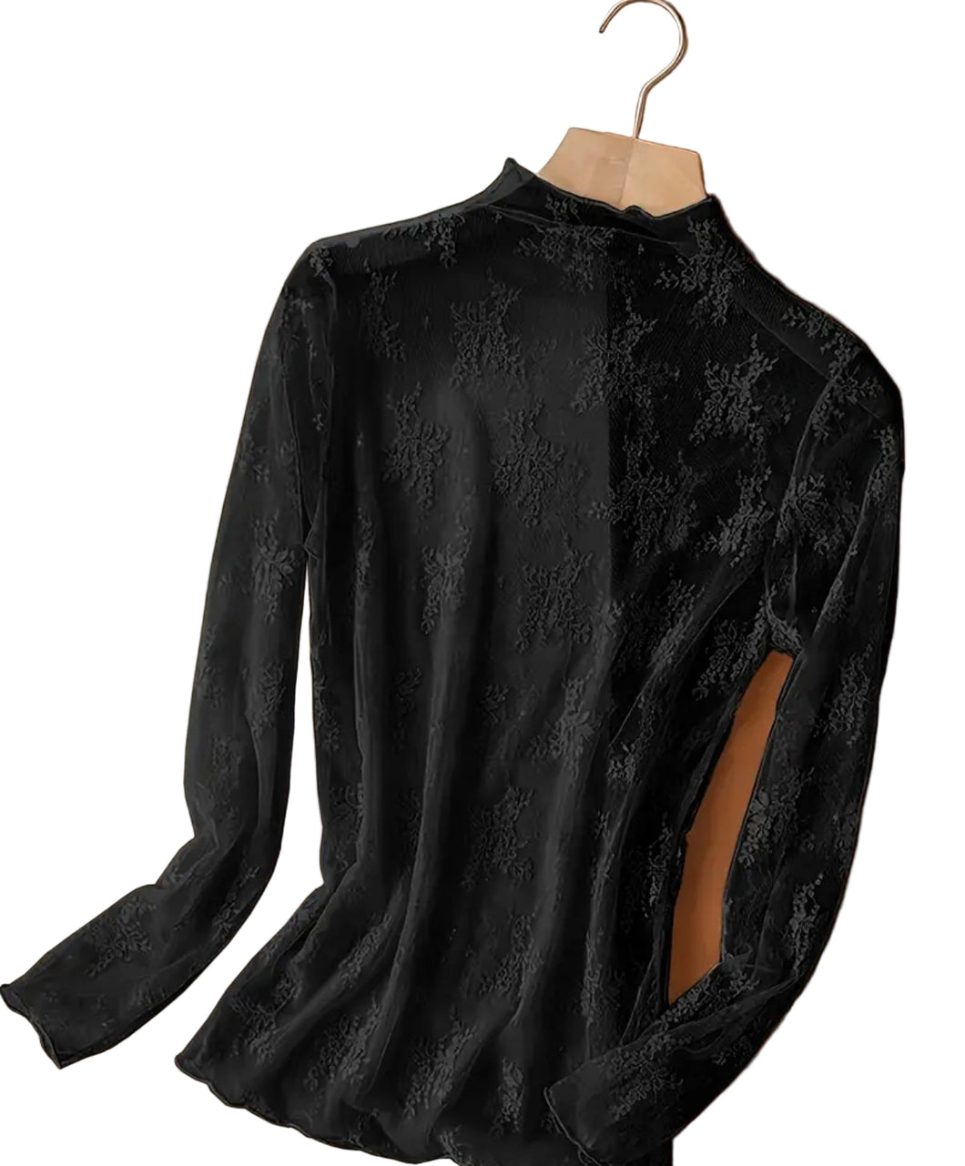 The Lamesa Mesh Top in Black S-2X