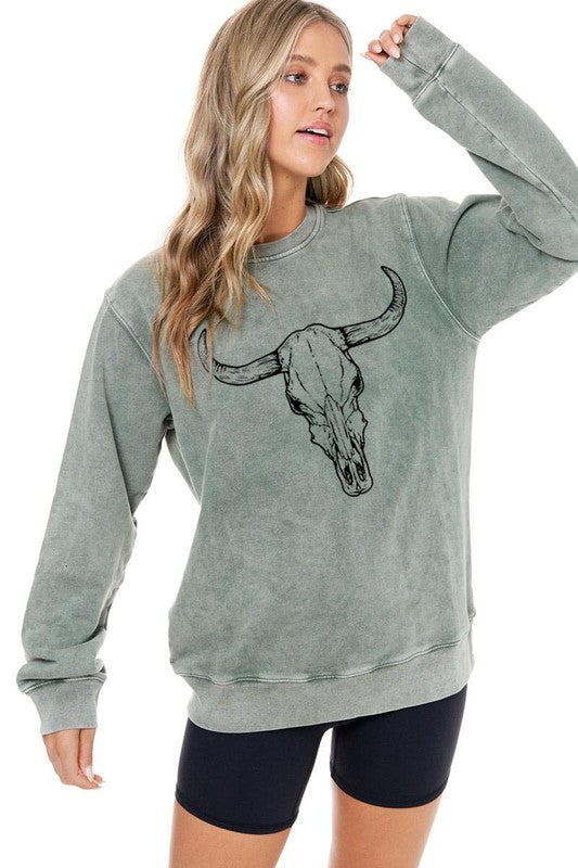 The Olive Steerhead Mineral Wash Sweatshirt S-L