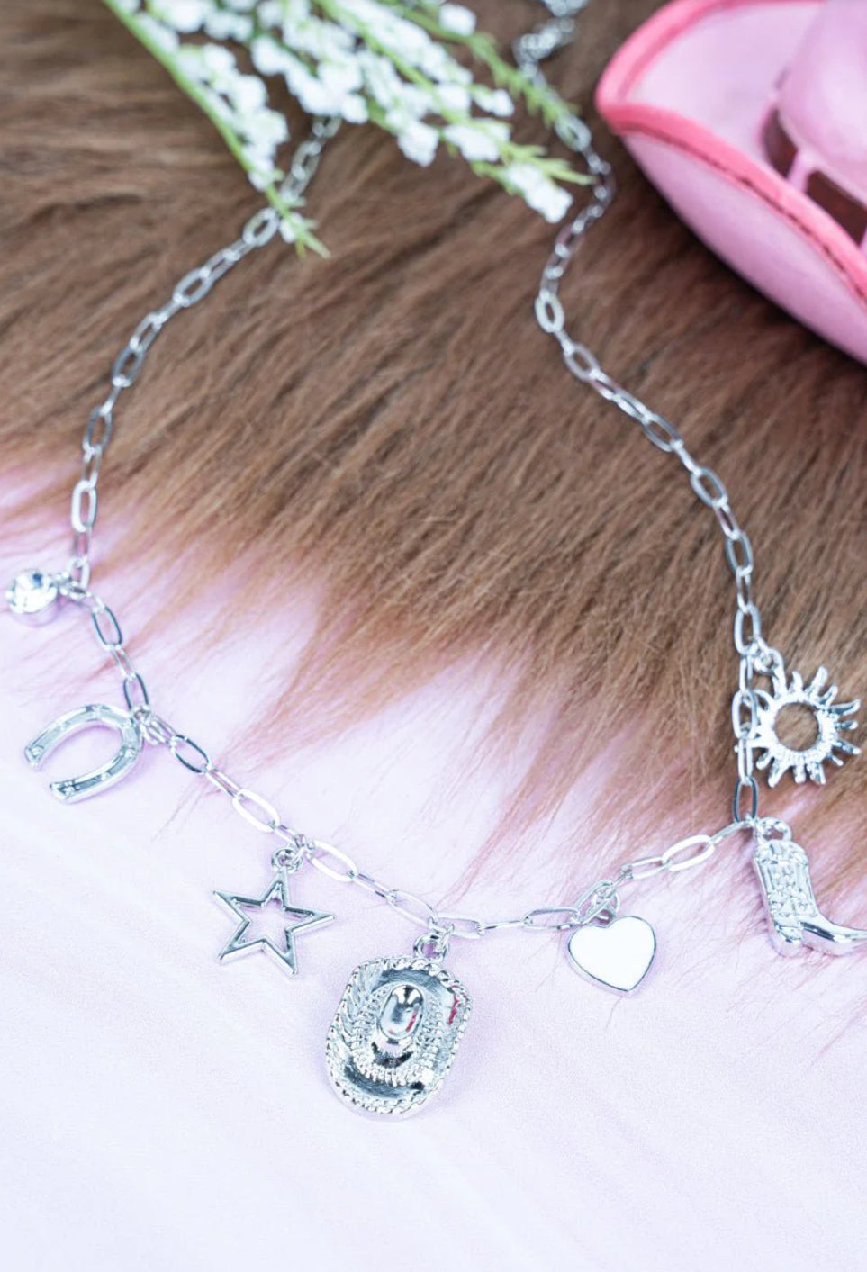 The Way Out West Silvertone Charm Necklace