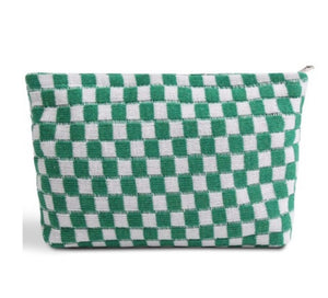 The Cove Checkered Cosmetic Pouch in Green Apple