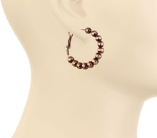 Load image into Gallery viewer, The Copper Cowgirl Pearl Hoop Earrings Small
