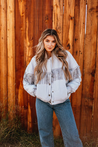 The Ya'll Fly Puffer Jacket in Chrome S-3X