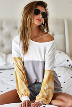 Load image into Gallery viewer, The Jones Gray-Mustard Stripe Top S-XL

