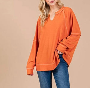 The Knox Ribbed Orange Top S-XL