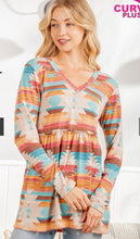 Load image into Gallery viewer, The Keller Aztec Babydoll Top S-3X

