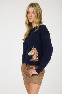 The Navy Pony Cardigan Sweater S-L