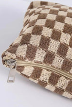 Load image into Gallery viewer, The Cove Checkered Cosmetic Pouch in Mocha
