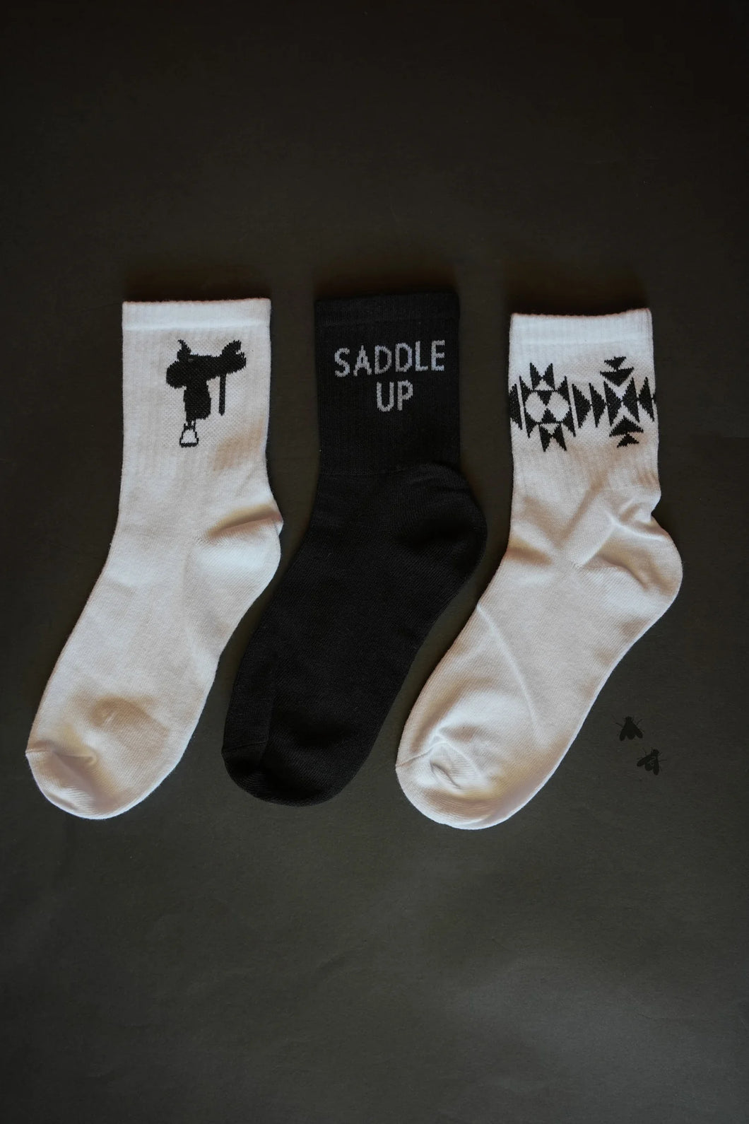 Sock 'em Silly Socks Saddle Monochrome