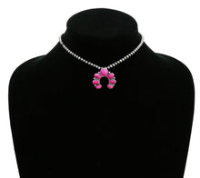 Load image into Gallery viewer, Navajo Style Pearl Choker with Pink Squash Blossom Pendant
