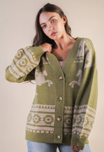 Load image into Gallery viewer, The Oak Point Olive Aztec Cardigan S-L
