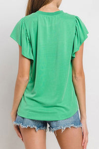 The Kilgore Kelley Green Ruffle Sleeve Top S-L