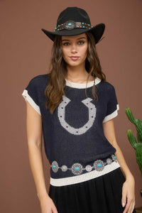 The Navy Horseshoe Sweater Vest S-L