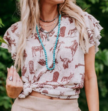 Load image into Gallery viewer, The Cowboys &amp; Indians Ruffle-Sleeve Top S-L
