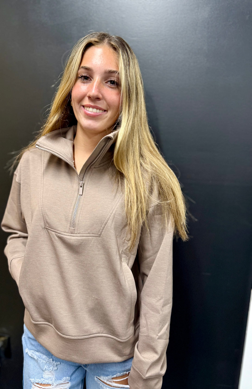 The Seven Oak Scuba 1/2 Zip Pullover in Cocoa S-L