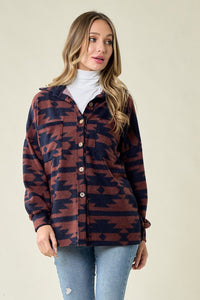 The Parker Aztec Shacket in Rust S-XL