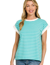 Load image into Gallery viewer, The Sweetwater Stripe Turquoise Top S-3X
