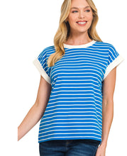 Load image into Gallery viewer, The Sweetwater Stripe Ocean Blue Top S-3X
