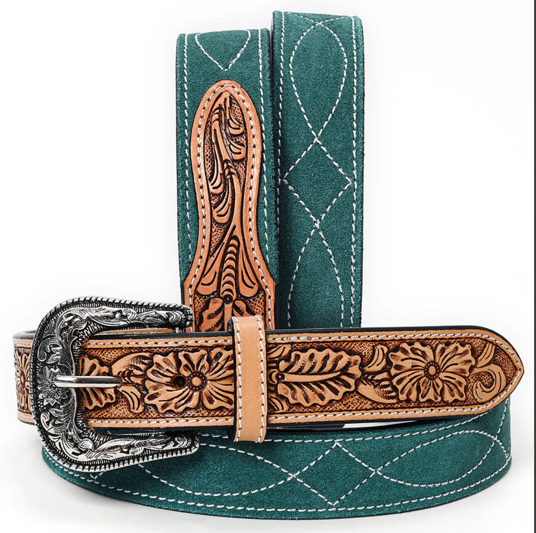 The Southlake Suede Deep Teal American Darling Belt S-L