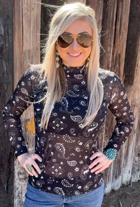 Bandana Babe Mesh Top in Black S-3X