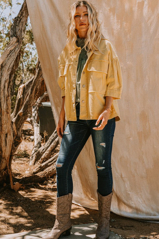 The Lipan Washed Corduroy Shacket S-3X