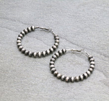 Load image into Gallery viewer, The Navajo Pearl Large Hoop Earrings Silver
