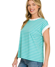 Load image into Gallery viewer, The Sweetwater Stripe Turquoise Top S-3X
