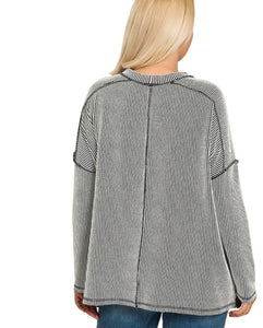 The Trinity Black & White Ribbed Top S-3X