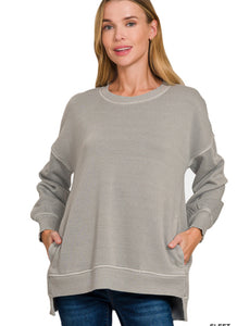 The Easton Pigment Dye Pullover in Sleet Gray S-3X