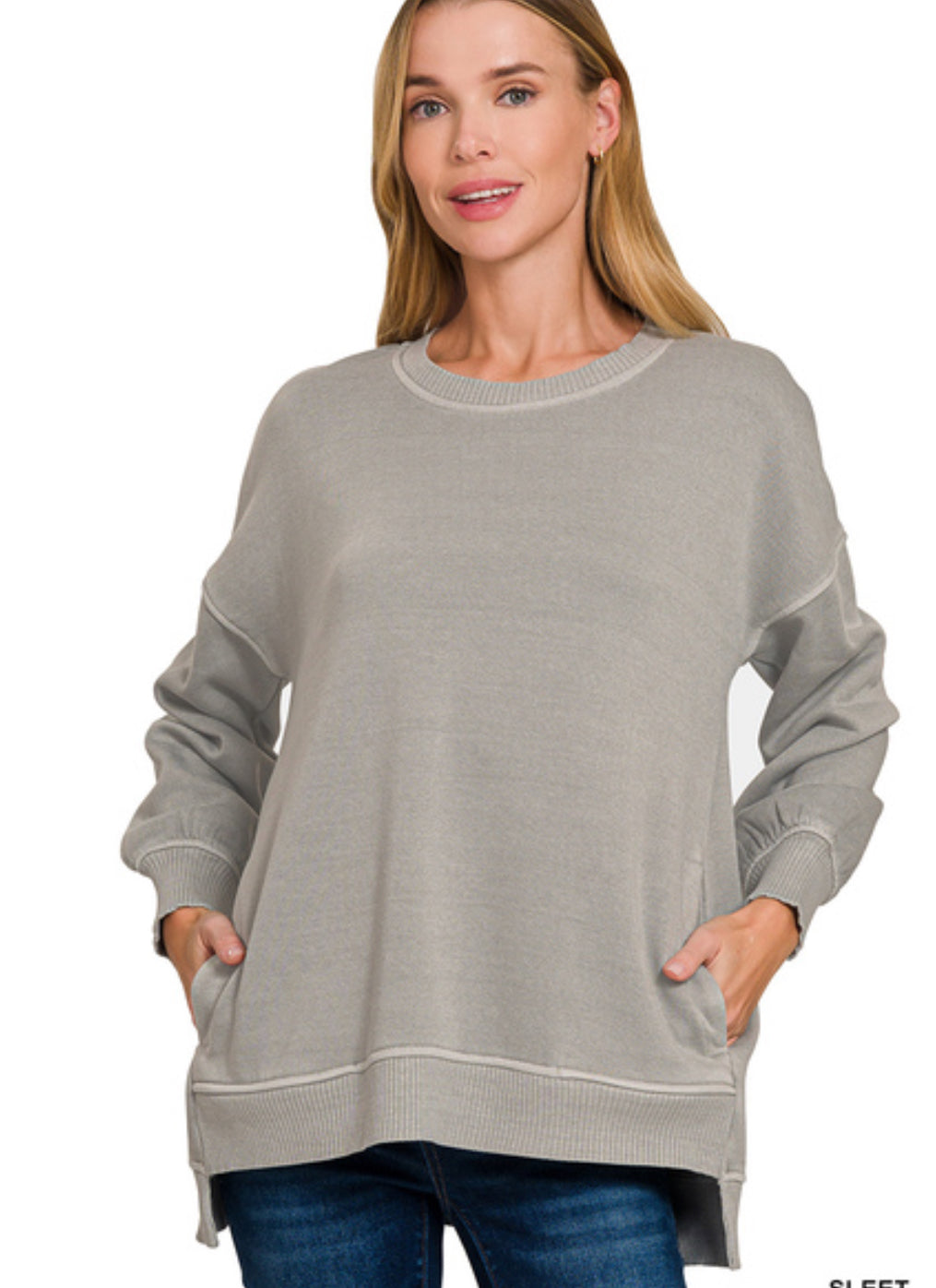 The Easton Pigment Dye Pullover in Sleet Gray S-3X