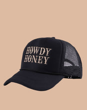 Load image into Gallery viewer, The Howdy Honey Black Mesh Trucker Hat
