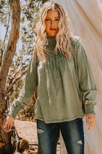 Load image into Gallery viewer, The Mineral Wells Olive Washed Smocked Top S-3X
