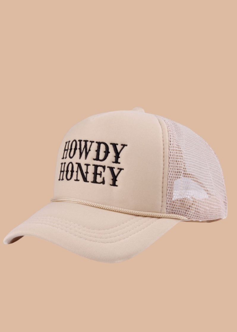The Howdy Honey Tan Mesh Trucker Hat