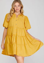 Load image into Gallery viewer, The Hill Country Mustard Dress S-L
