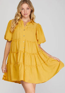 The Hill Country Mustard Dress S-L