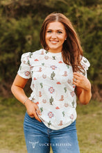 Load image into Gallery viewer, The Cactus &amp; Boots Puff Sleeve Top S-3X
