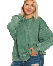 Load image into Gallery viewer, The Pecan Hill Forest Green Mineral Wash Sweatshirt S-3X
