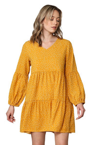 The Magnolia Mustard Dot Dress S-2X