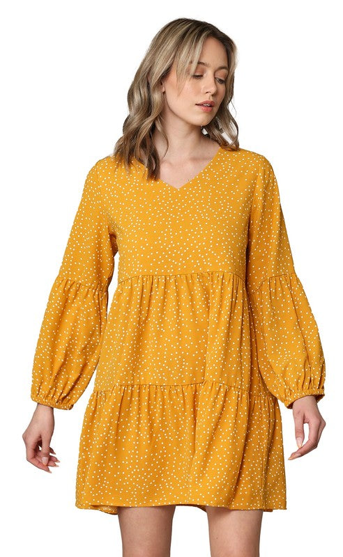 The Magnolia Mustard Dot Dress S-2X