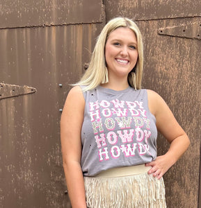 Howdy Distressed Sleeveless Tee S-L