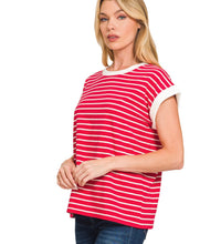 Load image into Gallery viewer, The Sweetwater Stripe Red Top S-3X
