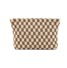 Load image into Gallery viewer, The Cove Checkered Cosmetic Pouch in Mocha
