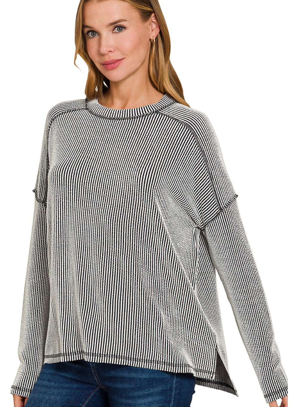 The Trinity Black & White Ribbed Top S-3X