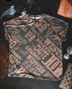 The Western Lingo Brown-Black Top S-3X
