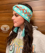 Load image into Gallery viewer, The Vegas Mint &amp; Coral Aztec Headband

