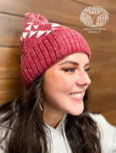 Load image into Gallery viewer, The Julie Pom Beanie in Heathered Red &amp; Whiteo
